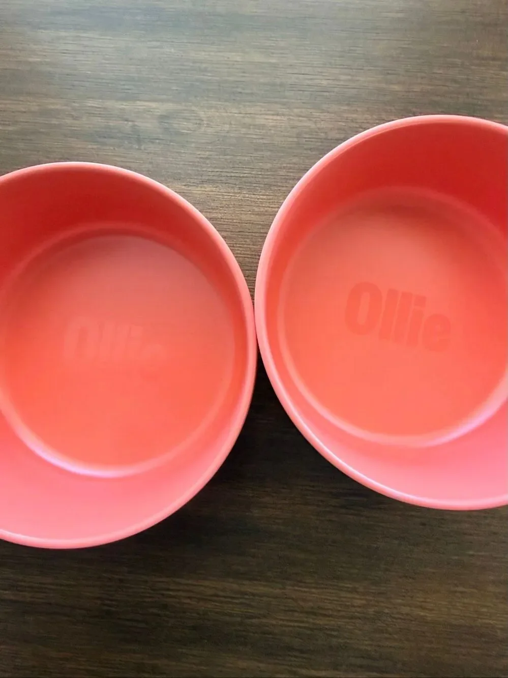 Ollie Lot of 2 Coral Pink Ceramic Pet Bowls for Food or Water